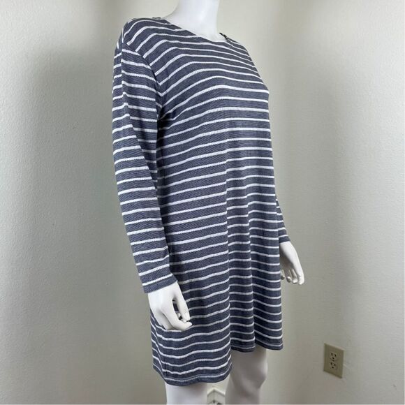 Sail to Sable Womens Size L Blue White Textured Striped Cotton Mini Shift Dress - Picture 5 of 15